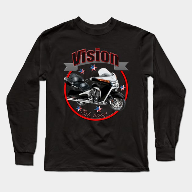 Vision U.S.A. Star Motorcycle Long Sleeve T-Shirt by DroolingBullyKustoms